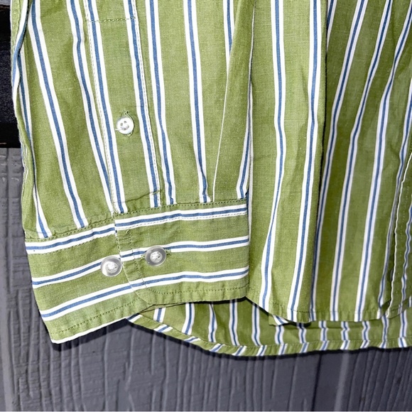 Urban Pipeline button down shirt, spring green with thin white and blue stripes - Picture 4 of 8